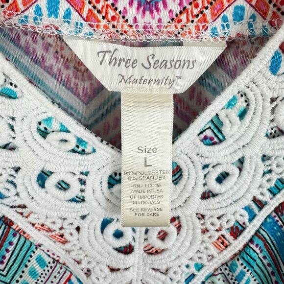 Three Seasons Maternity Colorful Zig Zag Sleeveless Stretchy V-Neck Maxi Dress L - Picture 5 of 6